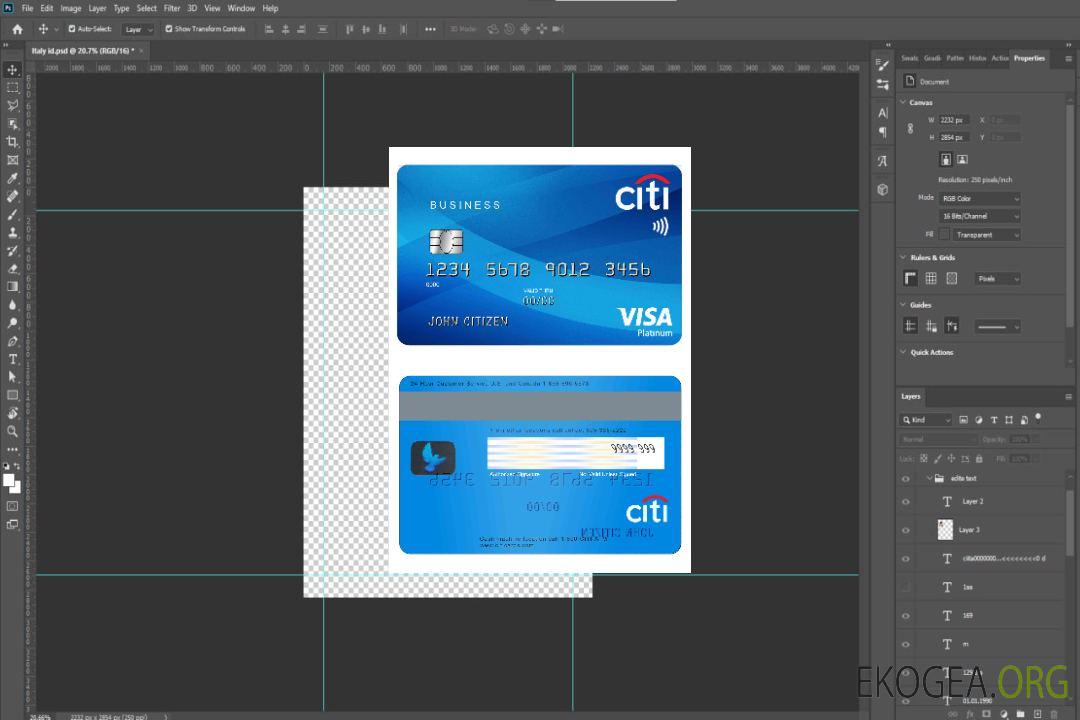 Carte visa platine USA Citibank template Carte visa platine USA Citibank template